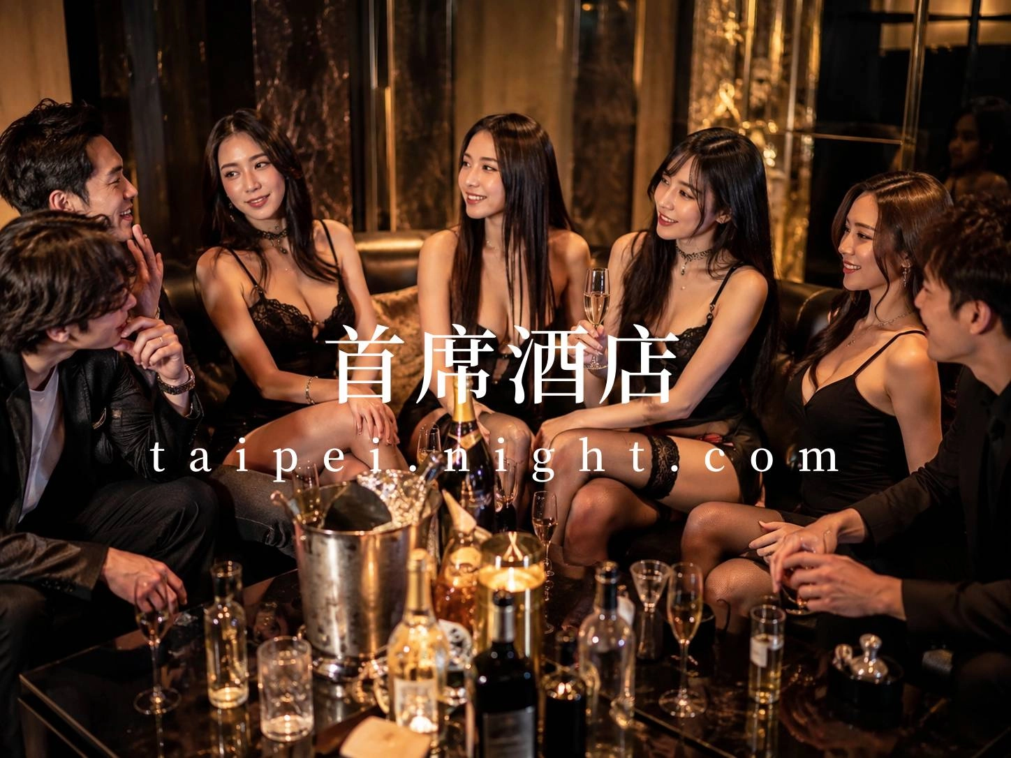 首席酒店店內男女互動喝酒